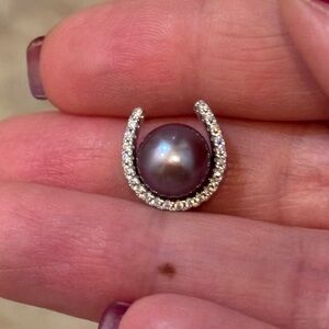 Elegant Pearl and Crystal Horseshoe Pendant